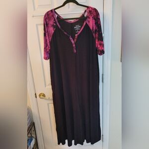 Torrid Black Jumpsuit with Pink Tie-Dye Sleeves